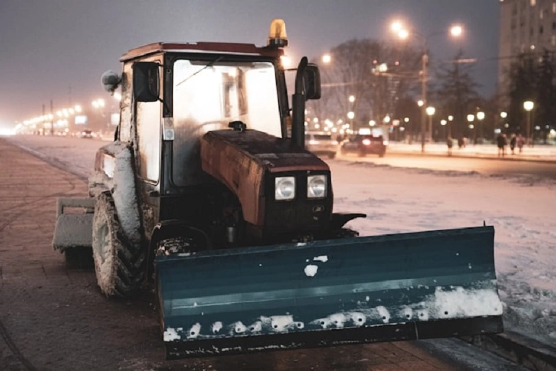 traktor z lampą ostrzegawczą