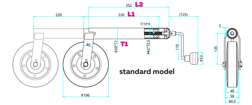 koło podporowe JW0007 PRUFTREX schemat