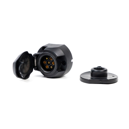 Gniazdo do przyczepy PRUFTREX 7-PIN 12V PVC + uszczelka, GNPRUC004