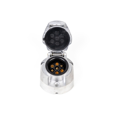 Gniazdo do przyczepy PRUFTREX 7-PIN 12V Alu + uszczelka, GNPRUC006