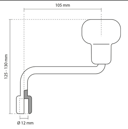 Korba ręczna do kół podporowych  PRUFTREX średnica osadzenia 12 mm, wymiary 125x105 mm, KRPRUA001