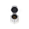 Gniazdo do przyczepy PRUFTREX 7-PIN 12V Alu + uszczelka, GNPRUC006