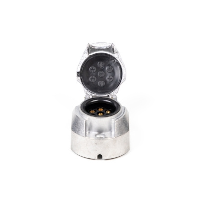 Gniazdo do przyczepy PRUFTREX 7-PIN 12V Alu + uszczelka, GNPRUC006