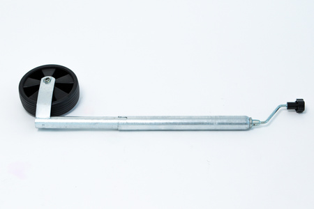 Koło podporowe PRUFTREX średnica rury: 48 x 2,5 mm, obciążenie 150 kg, wymiary koła 200x50 mm, pełna guma, felga plastikowa, KPPRUB004